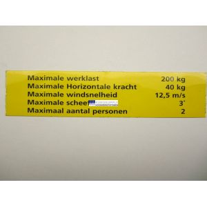 Sticker 2 Maximale werklast